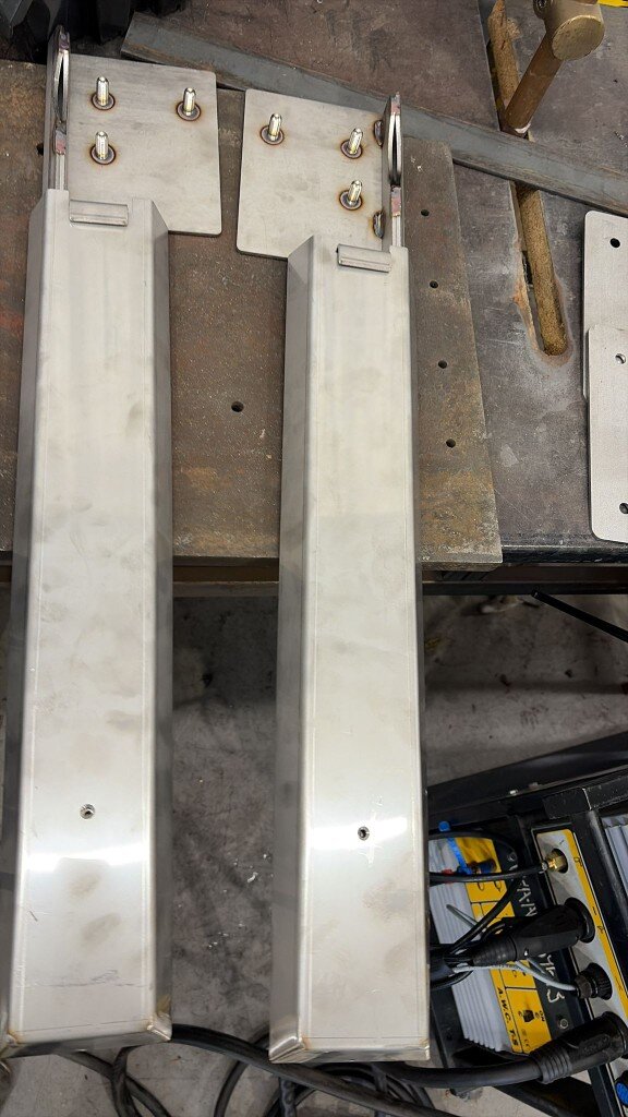 Our signature fabricated brackets with decor panel that hides fixings, made to bespoke sizes