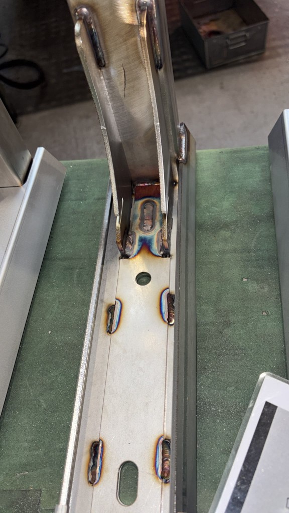 Base channel weld on an Extreme Gutter Bracket wall upright