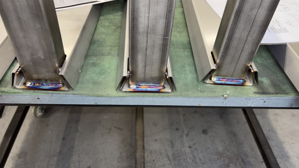 Batch of Extreme Gutter Bracket bases after TIG welding in the workshop