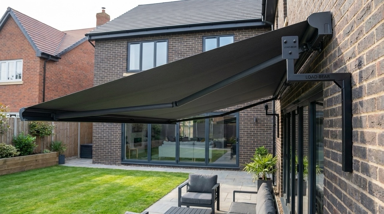 LoadBear awning bracket installation on UK building